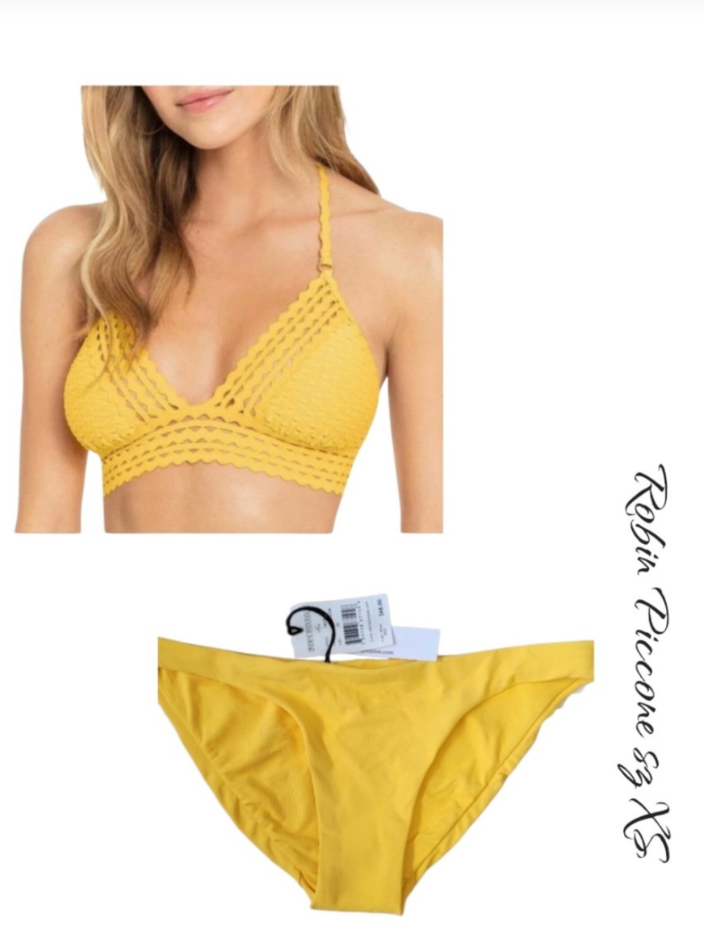 Robin Piccone Chira Yellow Crochet Bikini Swimsuit Set Sz Xs Nwt